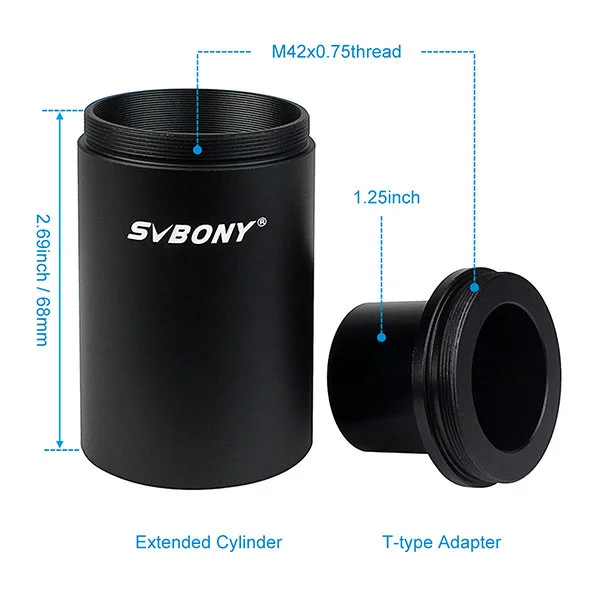 Удлинительная трубка SVBONY Т2 (М42х0,75) с Т-адаптером 1,25"