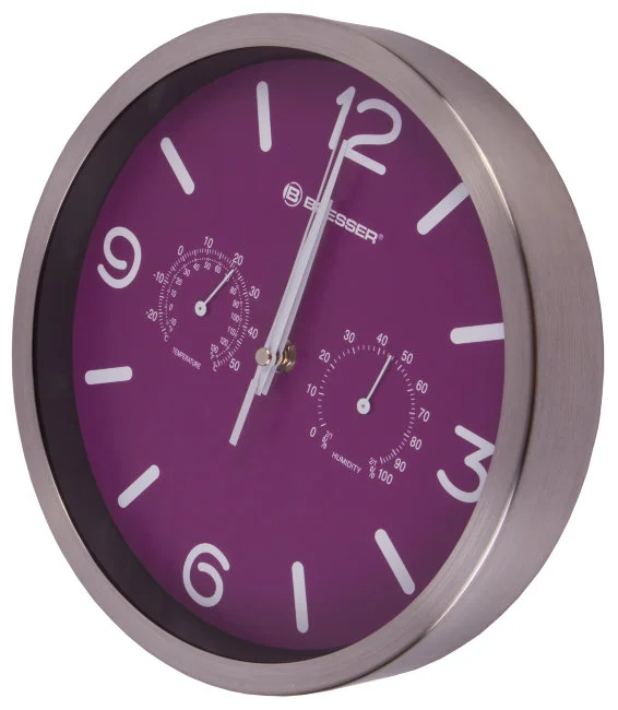 Часы настенные Bresser MyTime ND DCF Thermo/Hygro, 25 см, фиолетовые