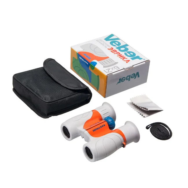 Бинокль детский Veber Эврика 6x21 серый/оранжевый Бинокль детский Veber Эврика 6x21 серый/оранжевый