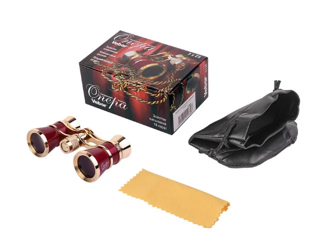 Бинокль театральный Veber Opera БГЦ 3x25 красный/золотой