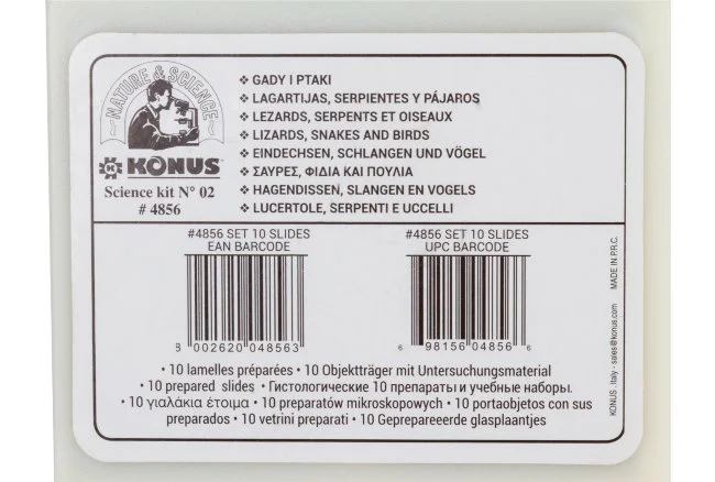 Набор микропрепаратов Konus 10: «Ящерицы, змеи и птицы»