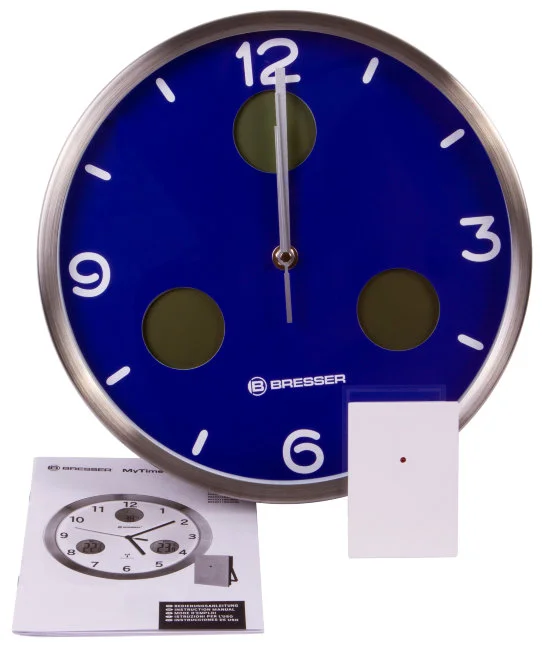 Часы настенные Bresser MyTime io NX Thermo/Hygro, 30 см, синие Часы настенные Bresser MyTime io NX Thermo/Hygro, 30 см, синие