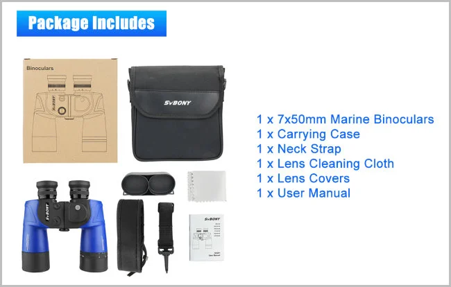 Бинокль SVBONY 7x50 морской с дальномером и компасом (SA201)
