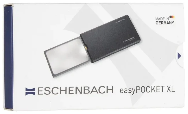 Лупа асферическая Eschenbach easyPOCKET XL, 78х50 мм, 2.5х (серебристая)