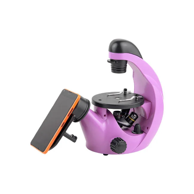 Микроскоп школьный Микромед Эврика 40х-320х инвертированный (аметист)
