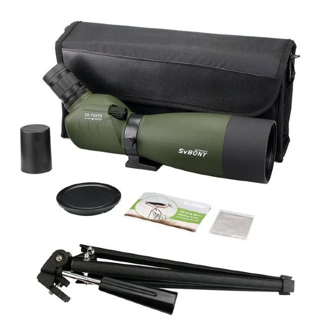 Зрительная труба SVBONY 25-75х70 с призмой 45 гр., на штативе