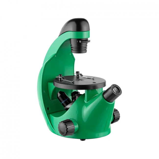 Микроскоп школьный Микромед Эврика 40х-320х инвертированный (лайм)