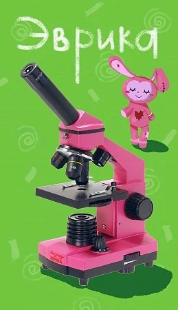 Микроскоп школьный Микромед Эврика 40х-400х в кейсе (фуксия)
